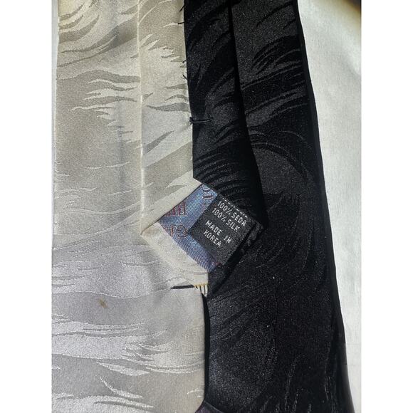 Baroque Black Greek Gold Silk Necktie Lot XL Bundle Medallion Formal Party Set - Picture 8 of 11